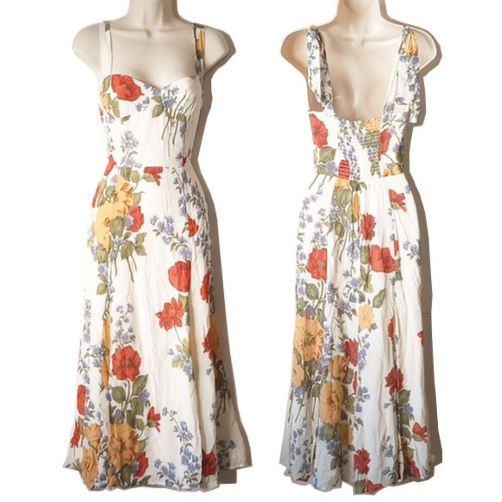 NWT Sweetheart Fit'N'Flare Midi Dress 4 Wildflower Shoulder Ties OPT